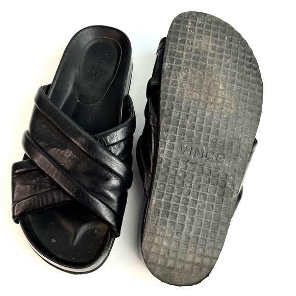 Vince Orson Black Criss Cross Slide Sandals - Picture 5 of 11